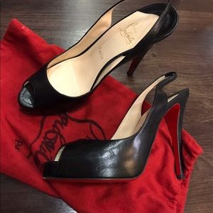 Christian Louboutin- Peep toe black leather